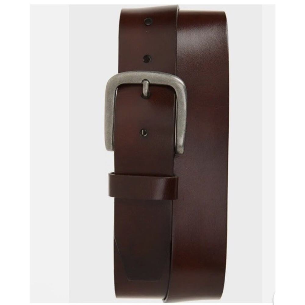 Nordstrom Ezra Rugged Leather Belt In Brown Chocolate Size 32 New
